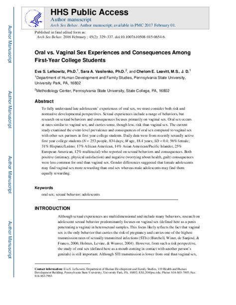 tenn blow job|Oral vs. Vaginal Sex Experiences and Consequences Among .